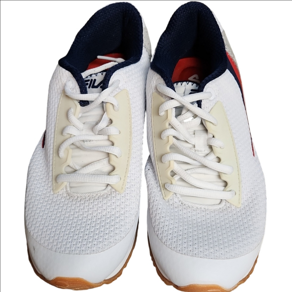 Fila White and Navy Athletic Sneakers. - Picture 3 of 3